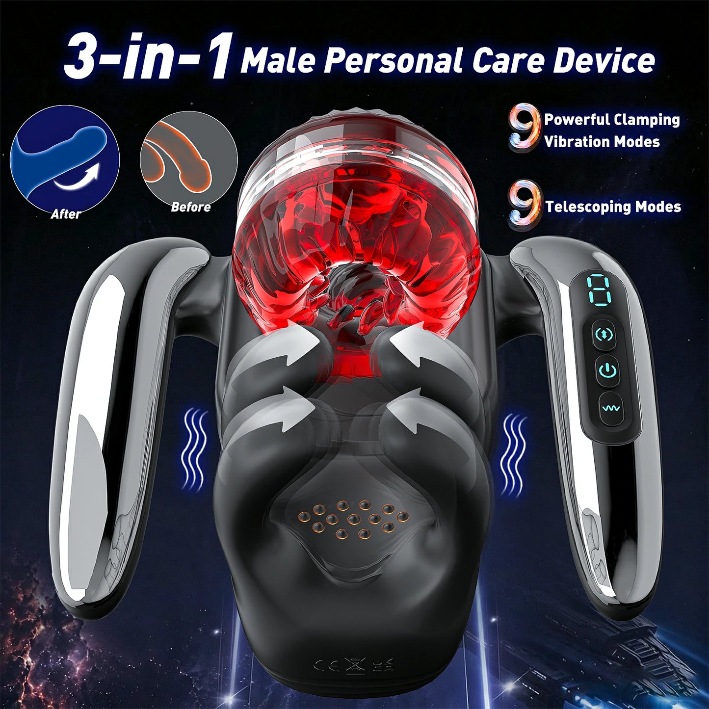 Automatic Telescoping Male Masturbator with Testicle Massager