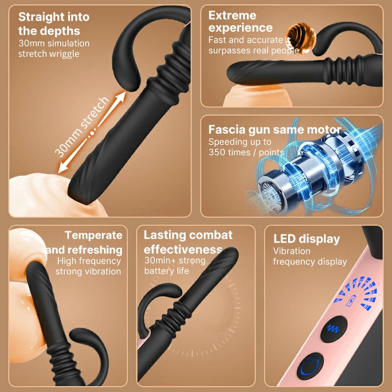 Hands-free electric telescopic dildo machine with suction cup
