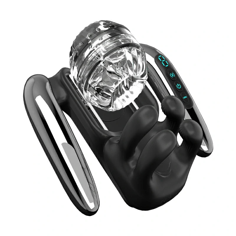 Automatic Telescoping Male Masturbator with Testicle Massager