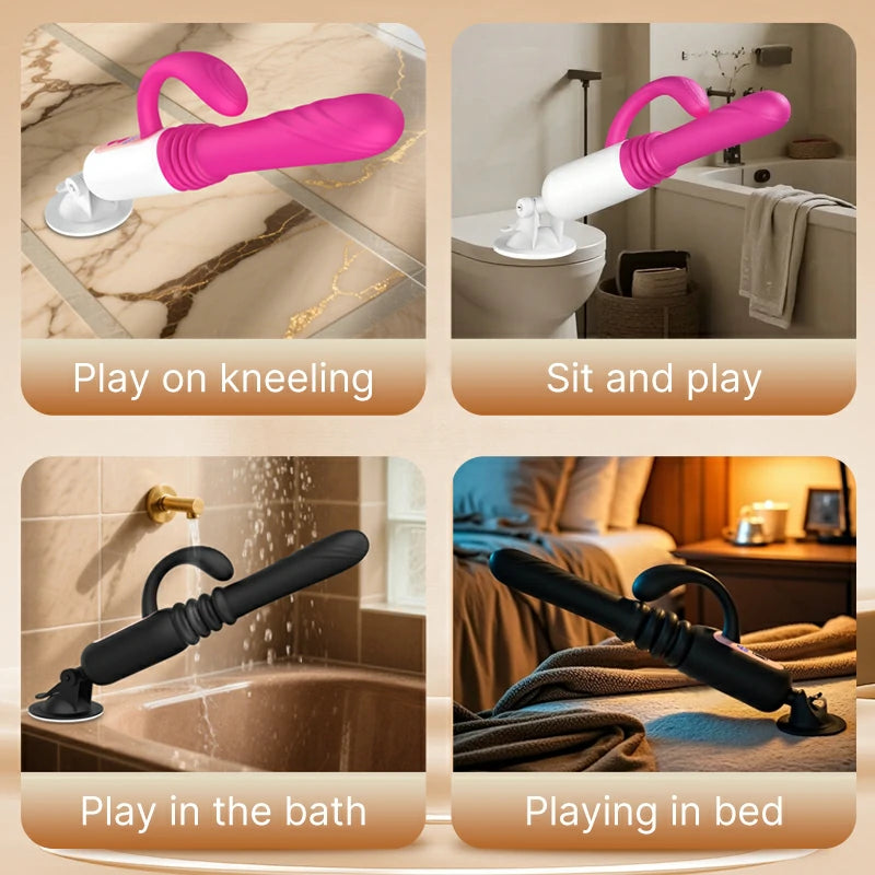 Hands-free electric telescopic dildo machine with suction cup