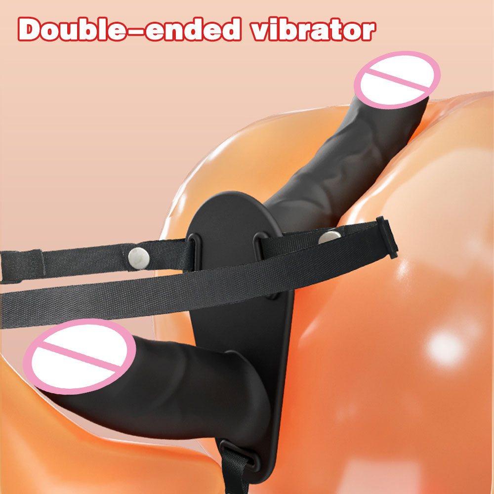 Double End Lesiban Strap On Dildos - Realistic Black Dildo Couple Sex Toy