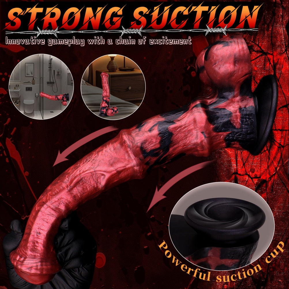 Blood-Red Monster Fantasy Animal Horse Cock - Female Vaginal Silicone Suction Masturbator
