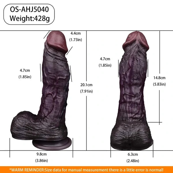 Black Realistic Silicone Dildo – Ebony Style with Skin Texture & Suction Cup