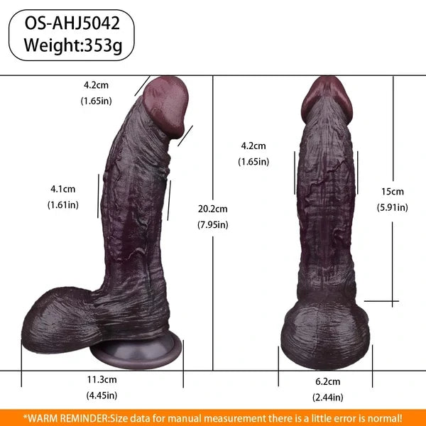 Black Realistic Silicone Dildo – Ebony Style with Skin Texture & Suction Cup