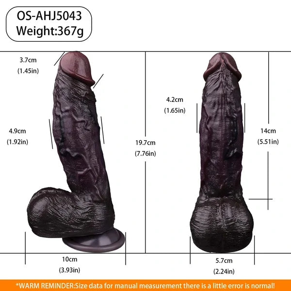 Black Realistic Silicone Dildo – Ebony Style with Skin Texture & Suction Cup