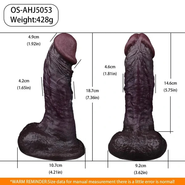 Black Realistic Silicone Dildo – Ebony Style with Skin Texture & Suction Cup