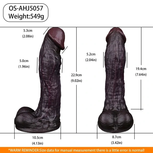 Black Realistic Silicone Dildo – Ebony Style with Skin Texture & Suction Cup