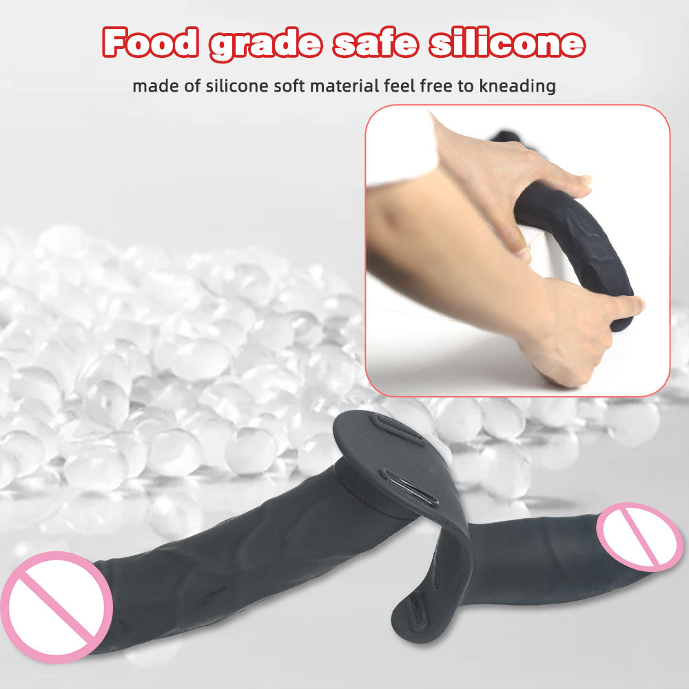 Double End Lesiban Strap On Dildos - Realistic Black Dildo Couple Sex Toy