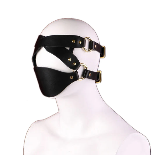 BDSM Black Leather Bondage Fantasy Mask