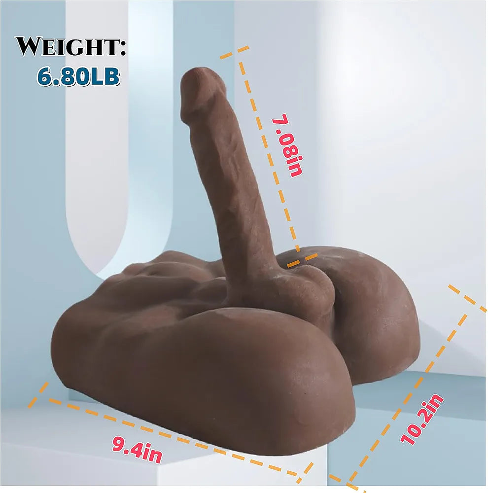 Realistic Male Torso Sex Doll for Women & Couples - Lifelike Design with Flexible Dildo Huge Cock, Black 2-in-1 Masturbation Adult Toy for Women & Gay Couples 6.8LB