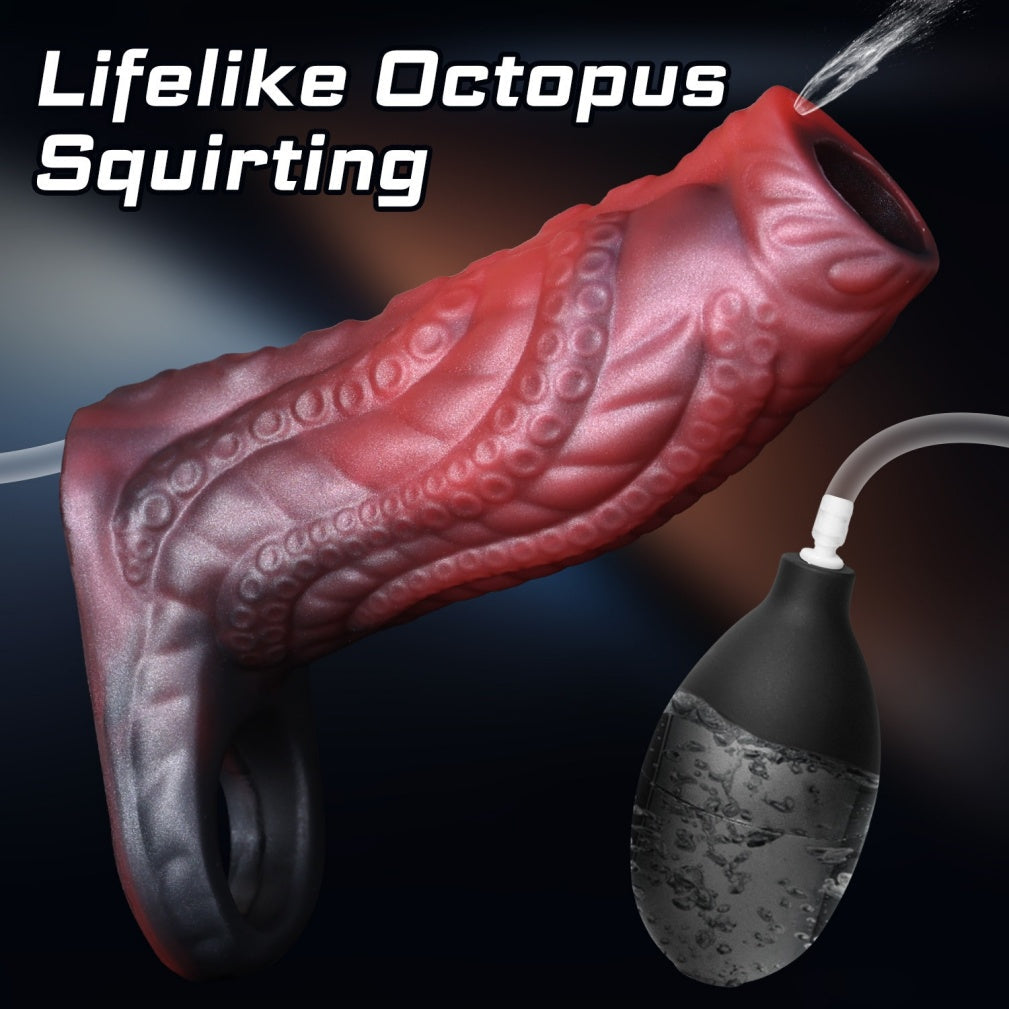 Fantasy Silicone Squirting Tentacle Penis Sleeve – Stamina Delay & Girth Enhancer Wearable Sex Toys