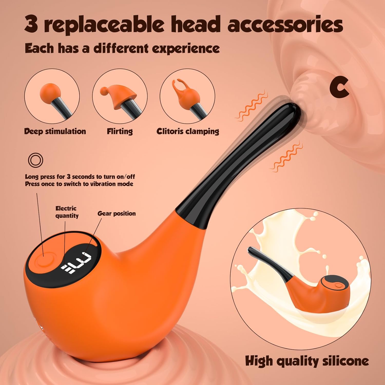 Pipe LED Screen Clit G-Spot Nipple Vibrator Sexual Pleasure Tool