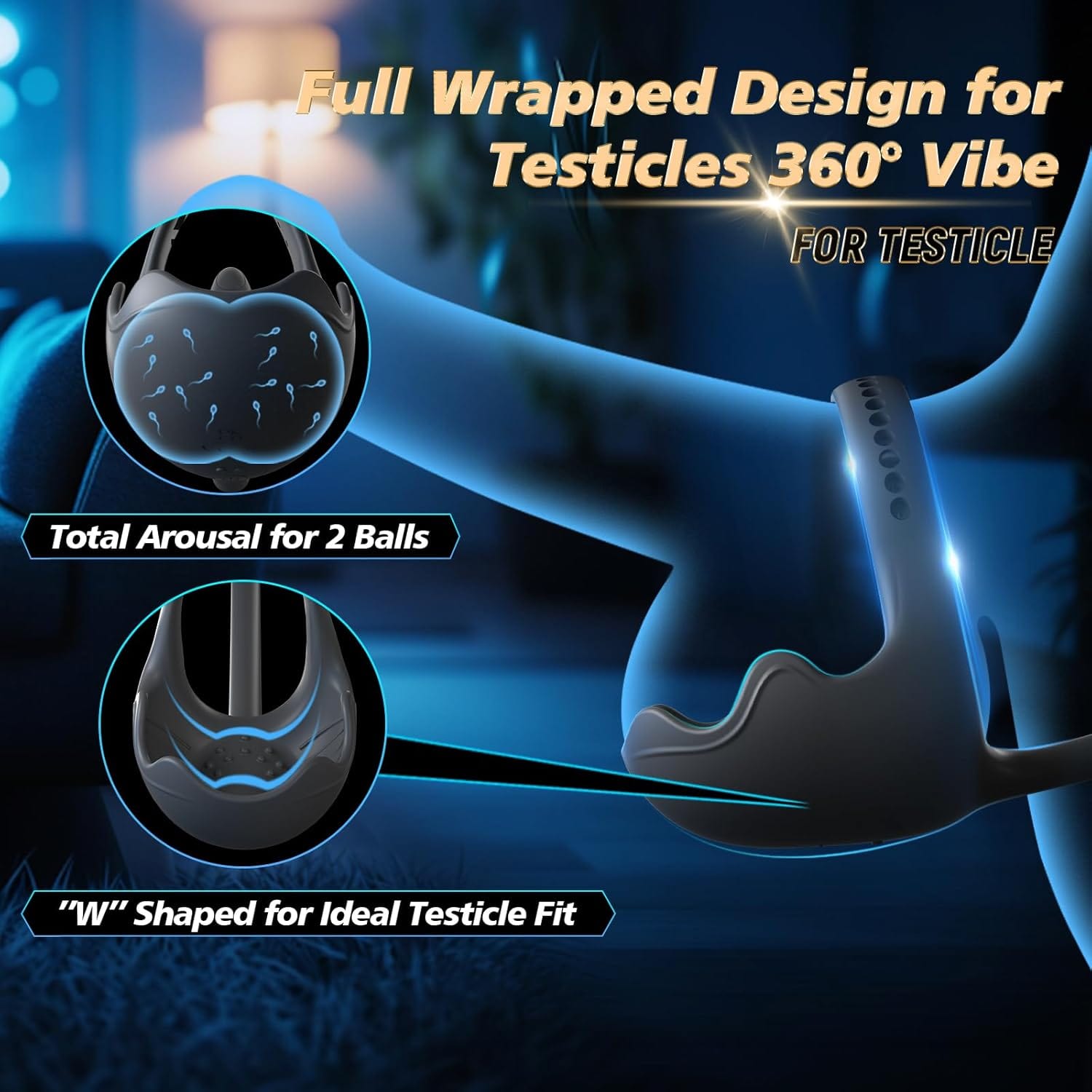 3-in-1 Vibrating Testicle Taint Anal Stimulator with Adjustable Vibrating Cock Ring