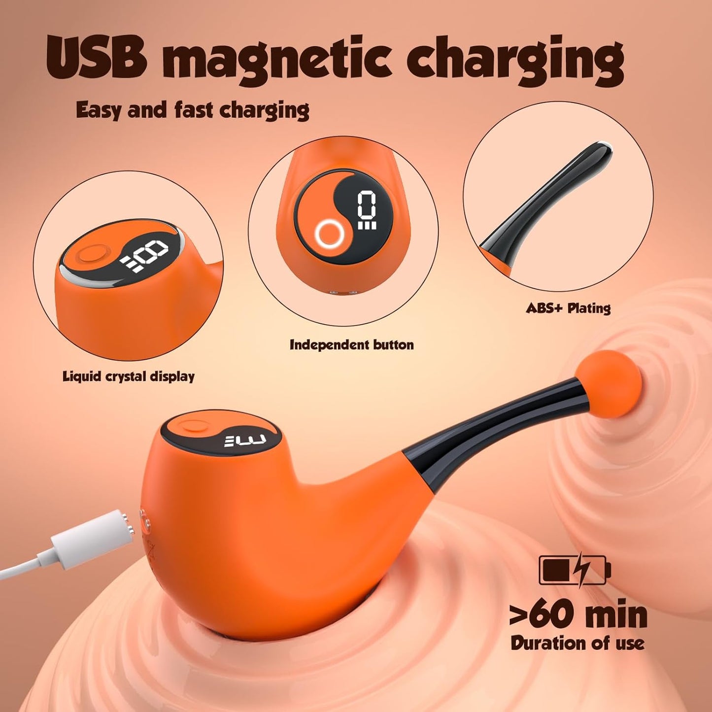 Pipe LED Screen Clit G-Spot Nipple Vibrator Sexual Pleasure Tool