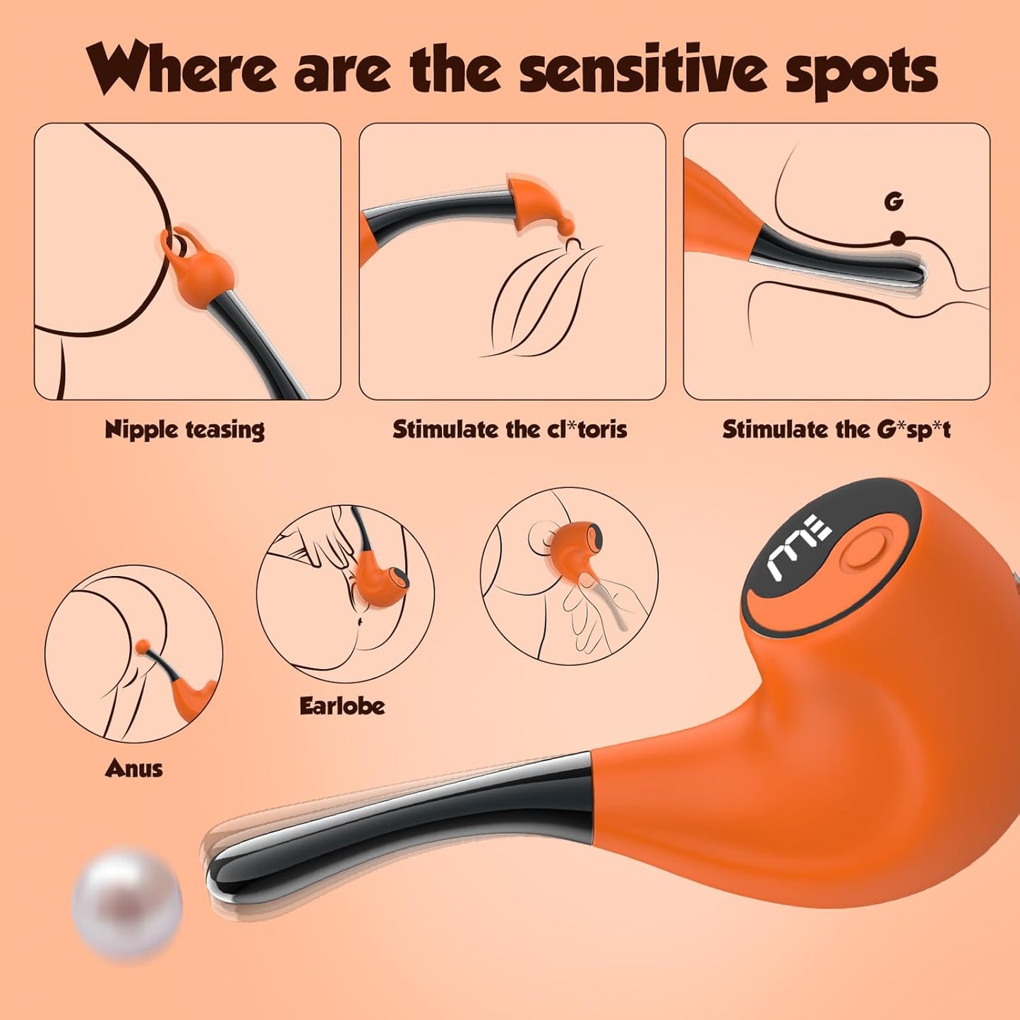 Pipe LED Screen Clit G-Spot Nipple Vibrator Sexual Pleasure Tool