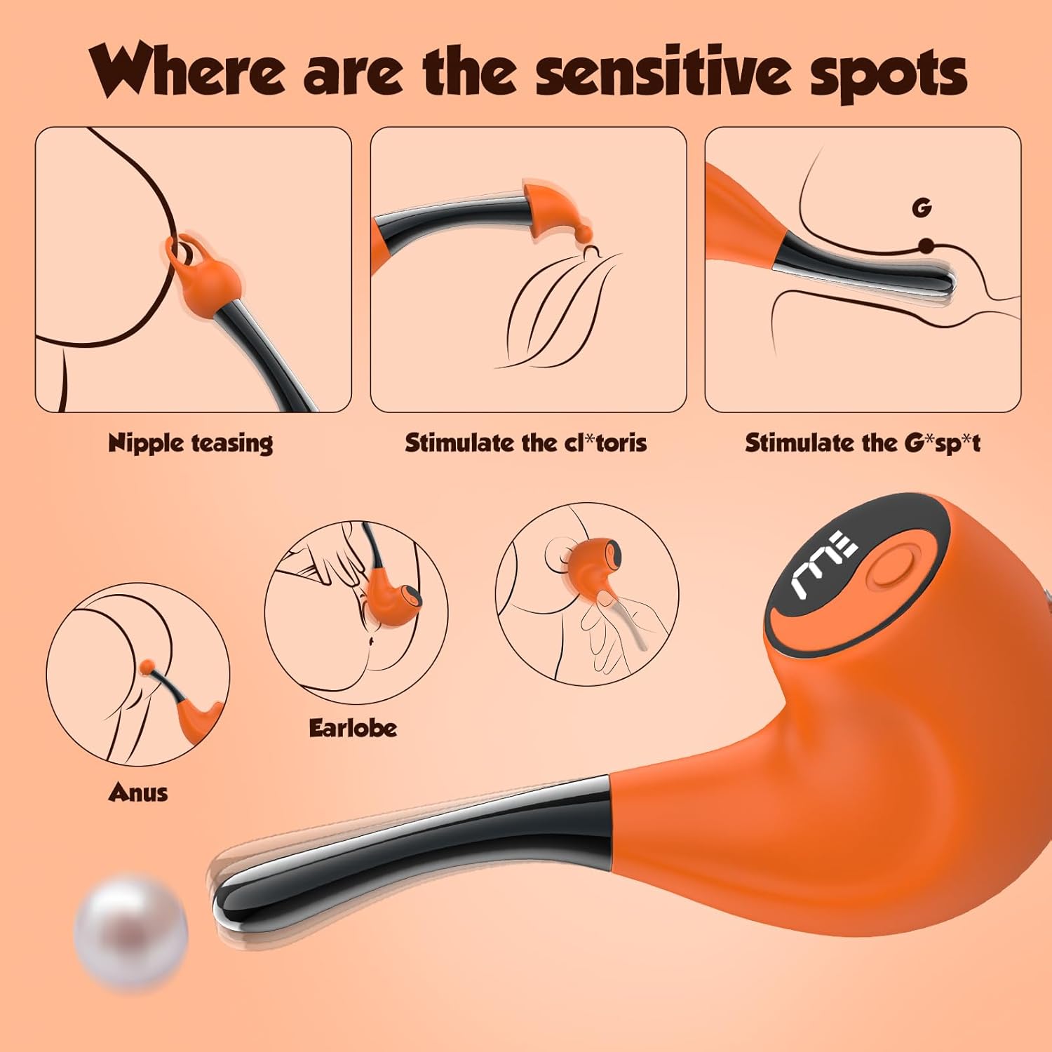 Pipe LED Screen Clit G-Spot Nipple Vibrator Sexual Pleasure Tool