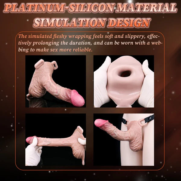 8 Inch Penis Sleeve With Strap Premium Silicone