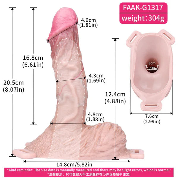 8 Inch Penis Sleeve With Strap Premium Silicone