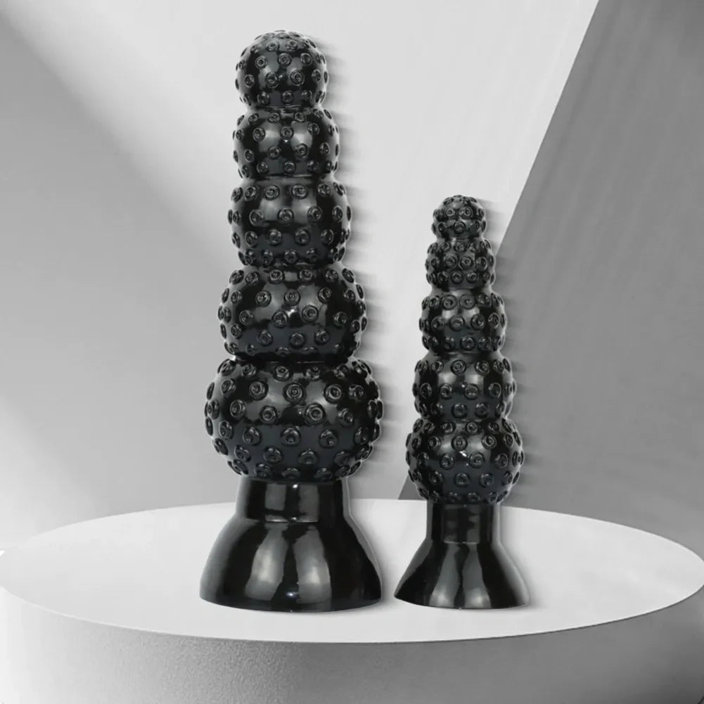 Fantasy Black Tentacle Silicone Anal Beads Dildo - Progressive Expansion Stimulator for Female Vaginal