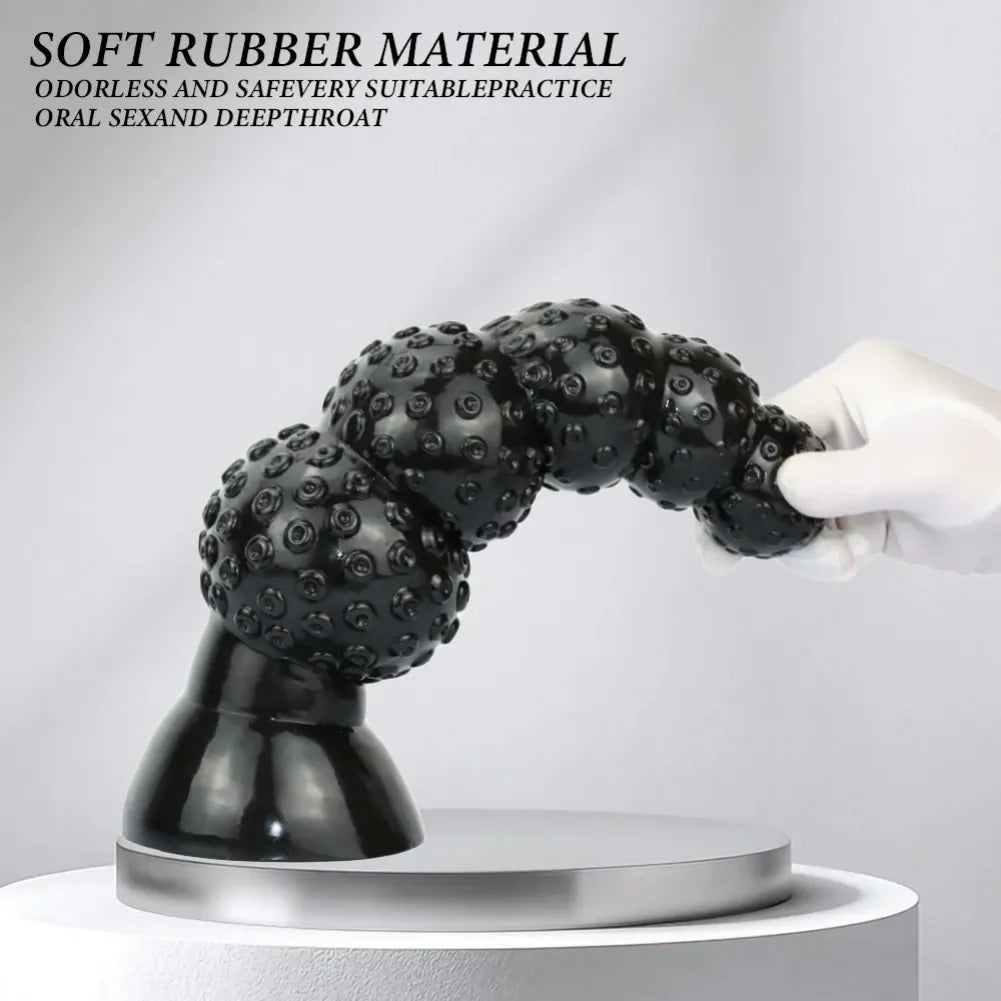 Fantasy Black Tentacle Silicone Anal Beads Dildo - Progressive Expansion Stimulator for Female Vaginal