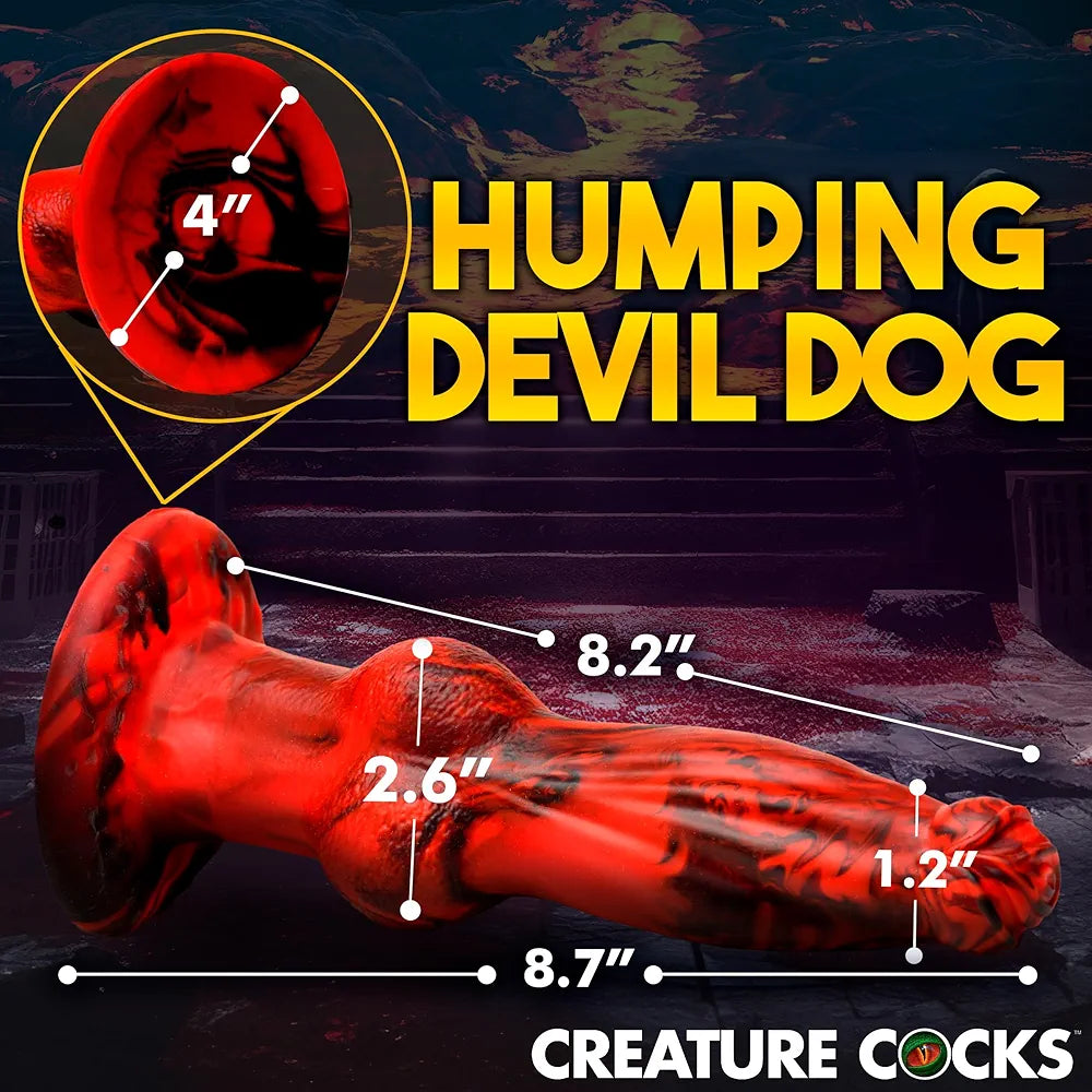 Hell Wolf Thrusting & Vibrating Silicone Dildo w/Remote Control for Men, Women, & Couples.Fantasy Dildo, Thrusting and Vibrating. Waterproof & Rechargeable. 2 Pieces, Red & Black.