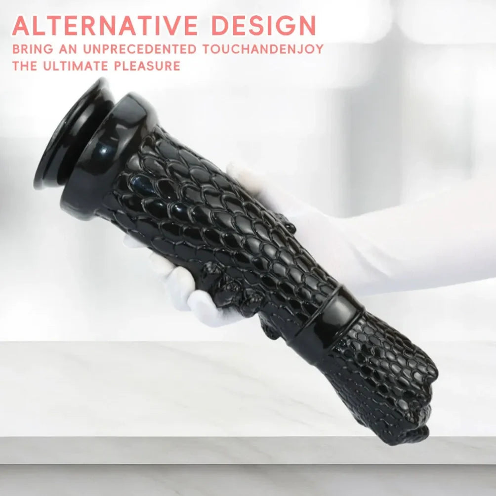 Black Silicone Arm Fantasy Fist Dildo – Expanding Stimulating Vaginal Climax Toy for Women