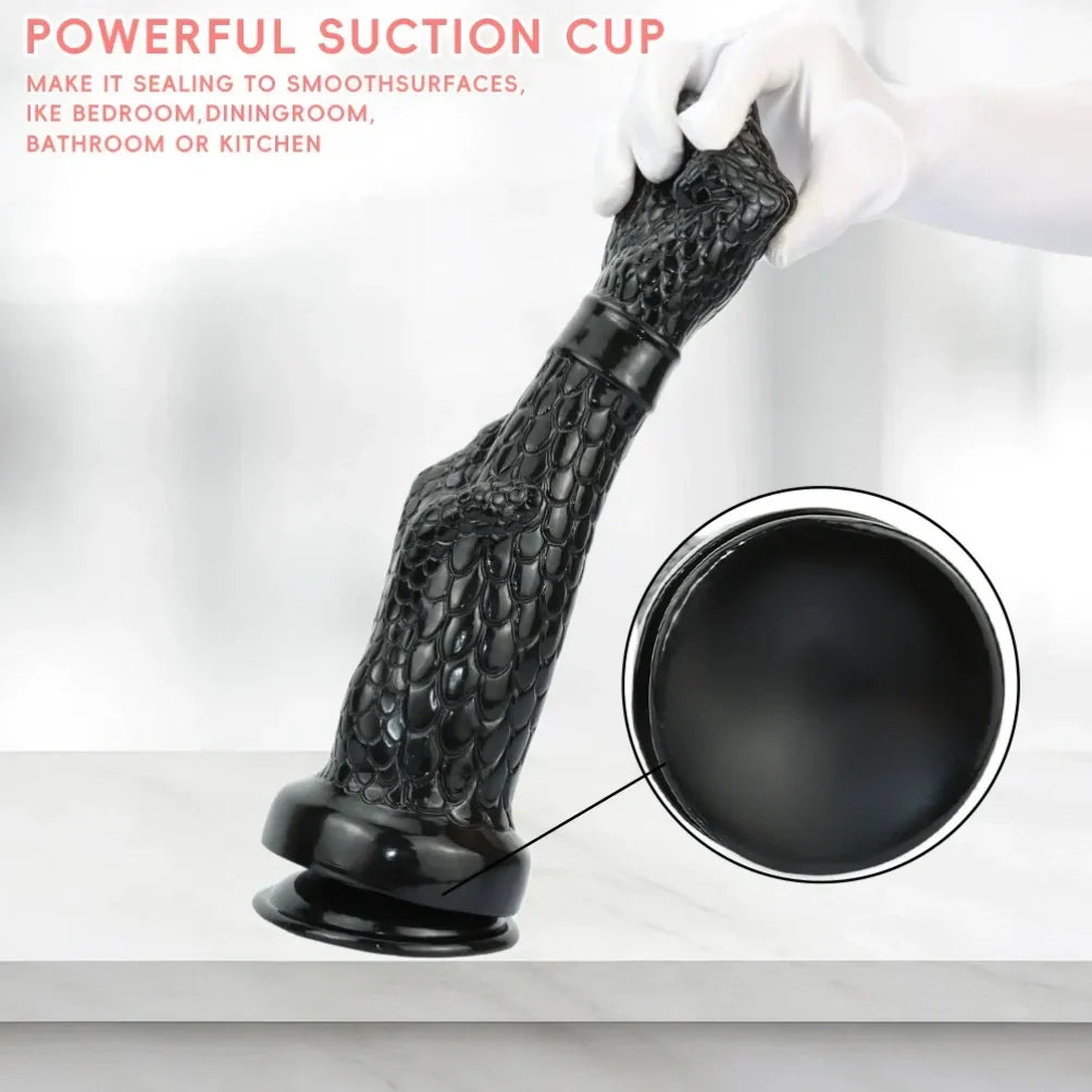 Black Silicone Arm Fantasy Fist Dildo – Expanding Stimulating Vaginal Climax Toy for Women