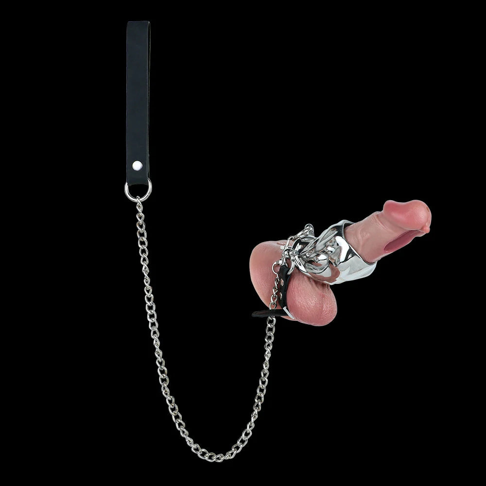 Metal Chastity Leash Trainer – 3 Cage Styles with Steel Ball or Leather Strap