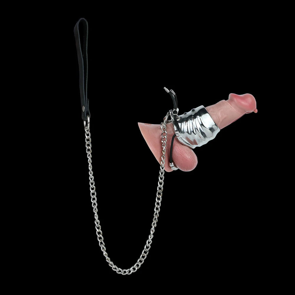 Metal Chastity Leash Trainer – 3 Cage Styles with Steel Ball or Leather Strap