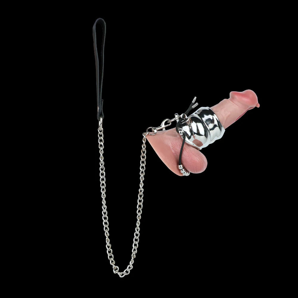 Metal Chastity Leash Trainer – 3 Cage Styles with Steel Ball or Leather Strap