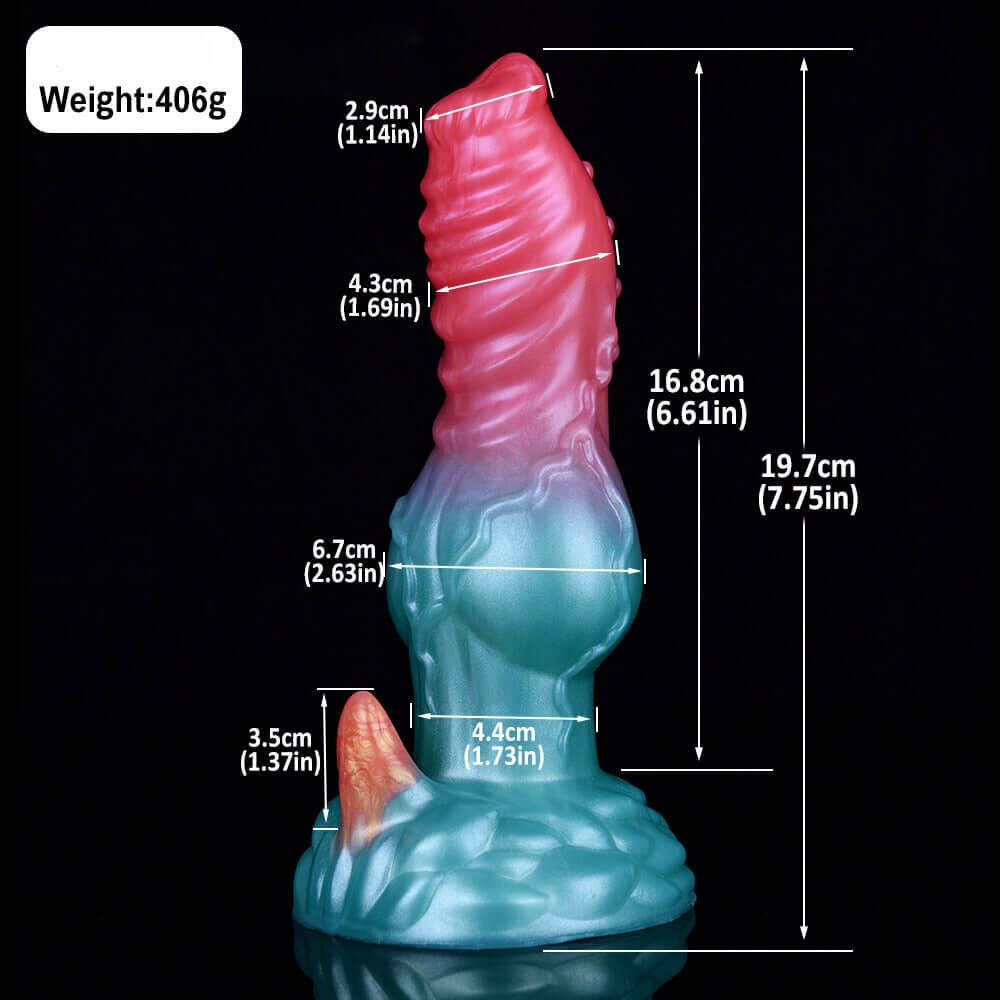 👾 7.75-Inch Elyrius the Monster Dog - Knotted Alien Dildo with G-Spot Demon Horn
