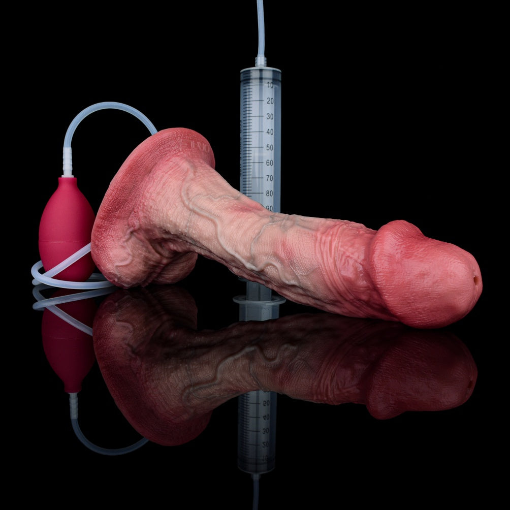 Life Size Squirting Bare Skin Dildo - 9-inch Realistic Flesh Dick Women Masturbation Anal Toy