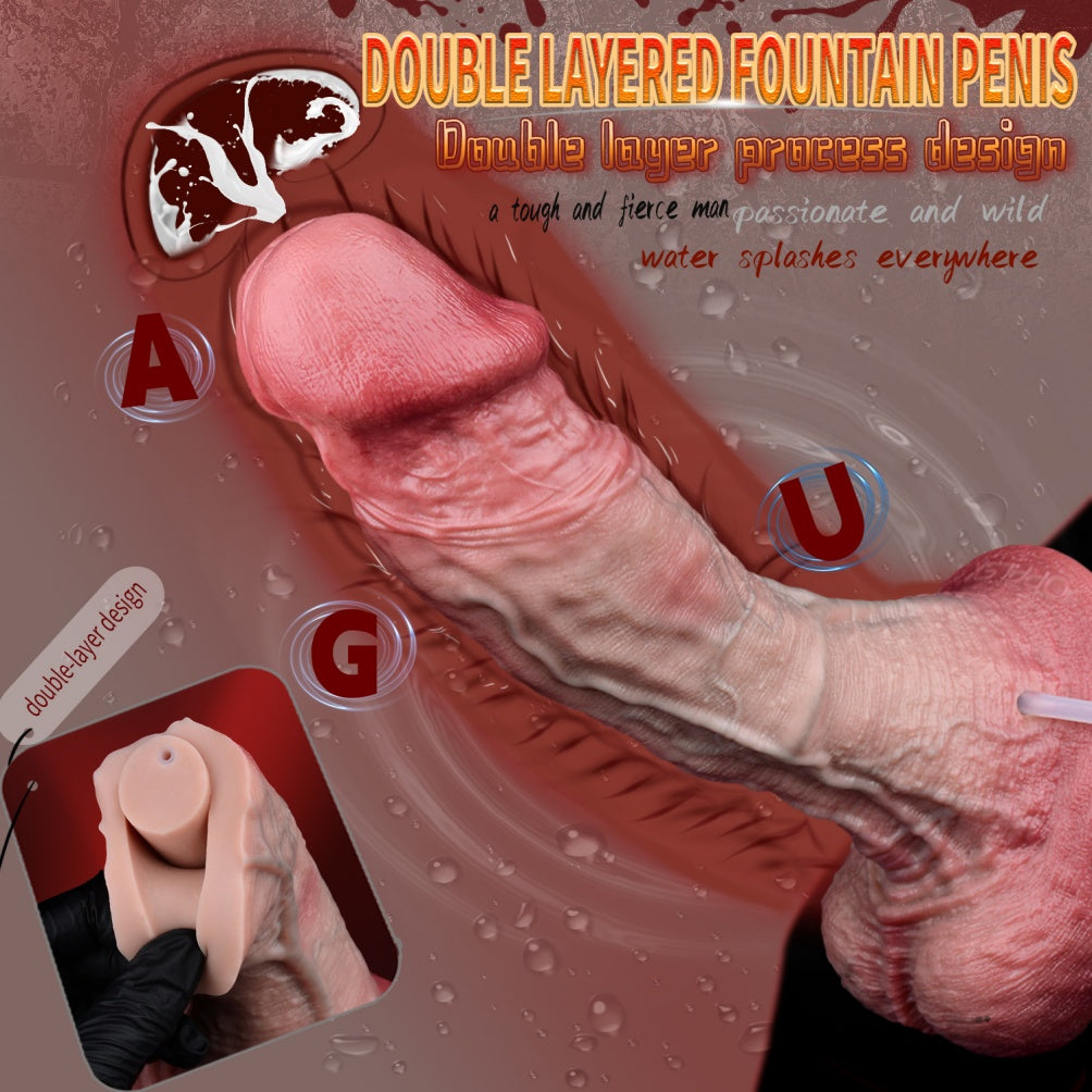 Life Size Squirting Bare Skin Dildo - 9-inch Realistic Flesh Dick Women Masturbation Anal Toy