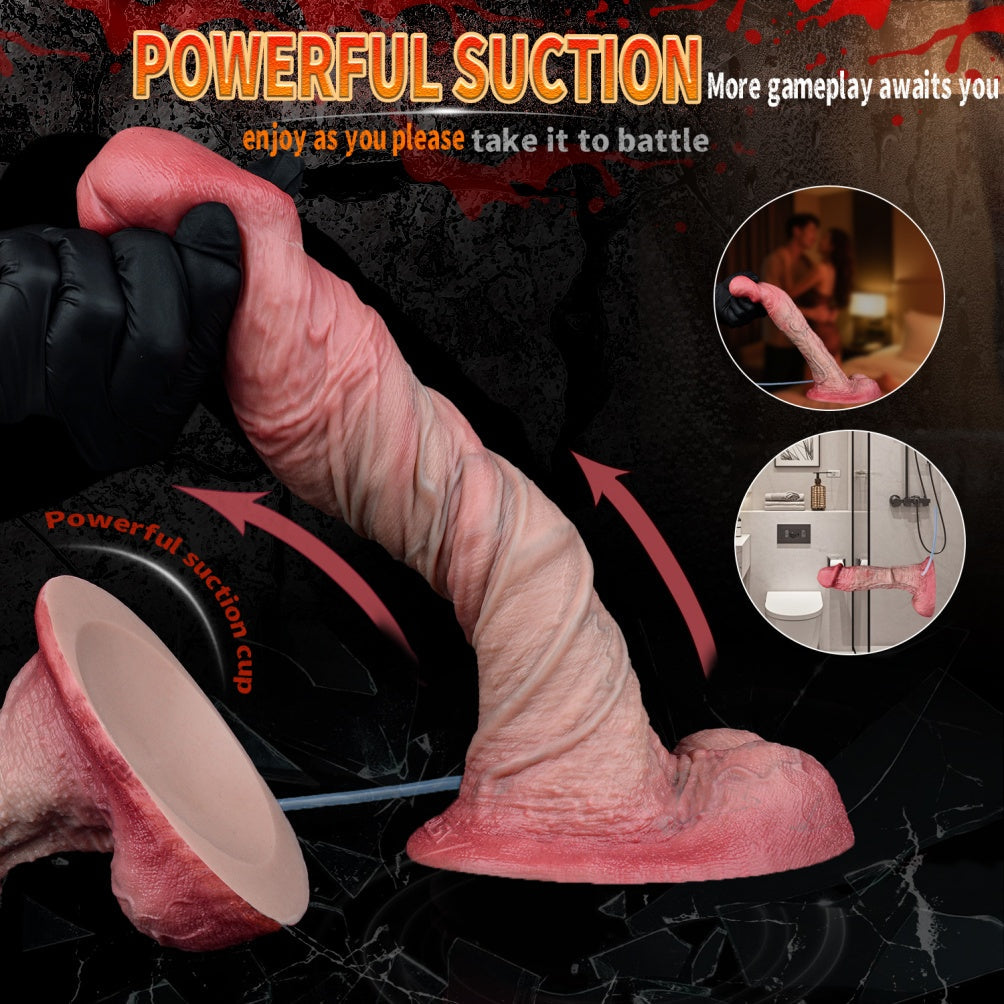 Life Size Squirting Bare Skin Dildo - 9-inch Realistic Flesh Dick Women Masturbation Anal Toy