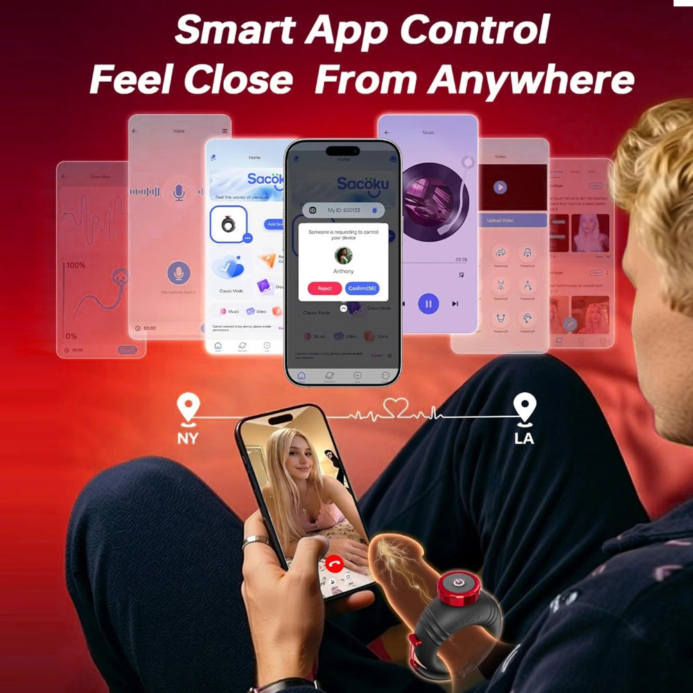 Adjustable App-Controlled Vibrating Cock Ring