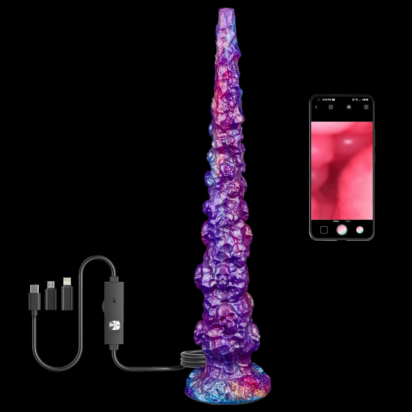 Alien Skull Endoscope Dildo with Suction Cup