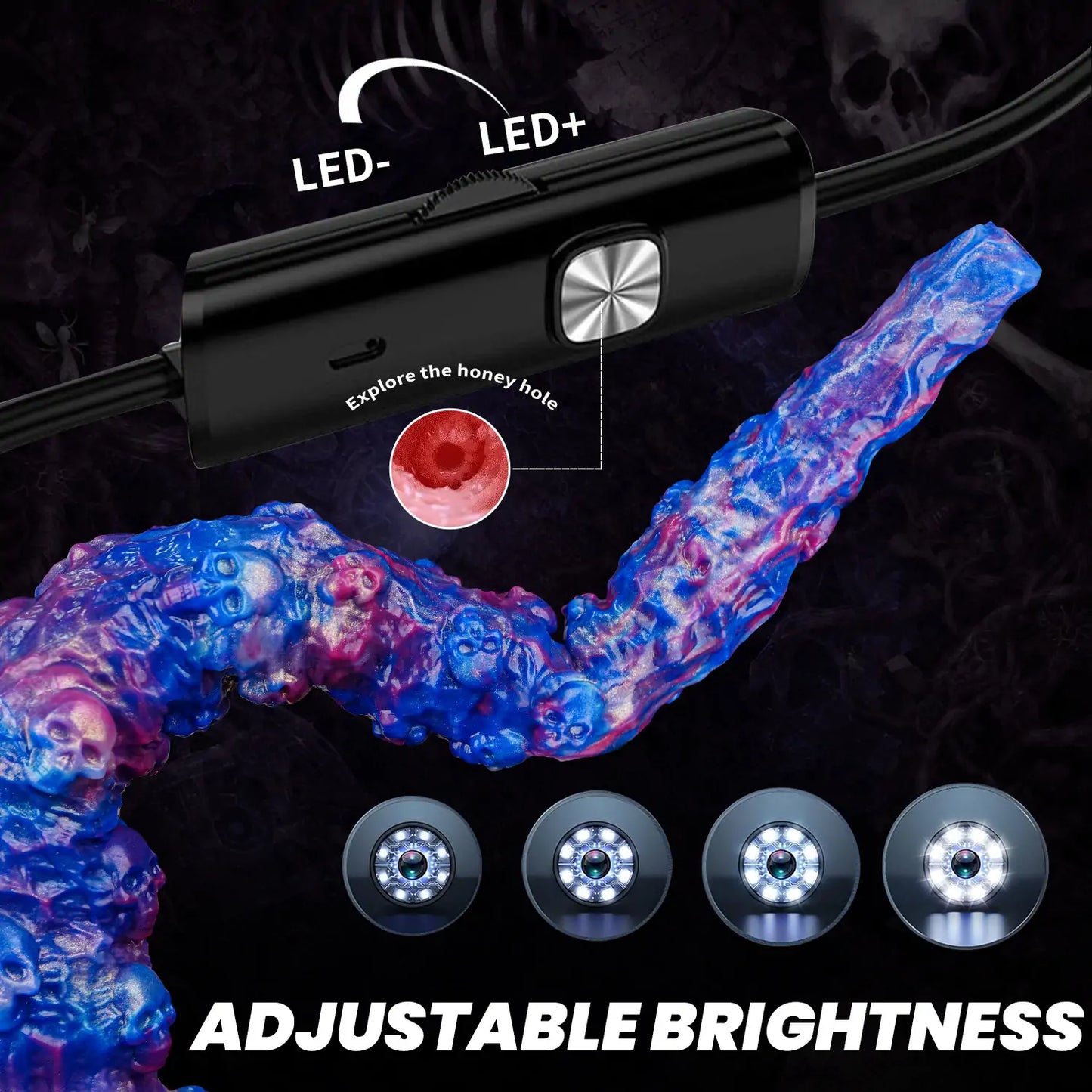 Alien Skull Endoscope Dildo with Suction Cup