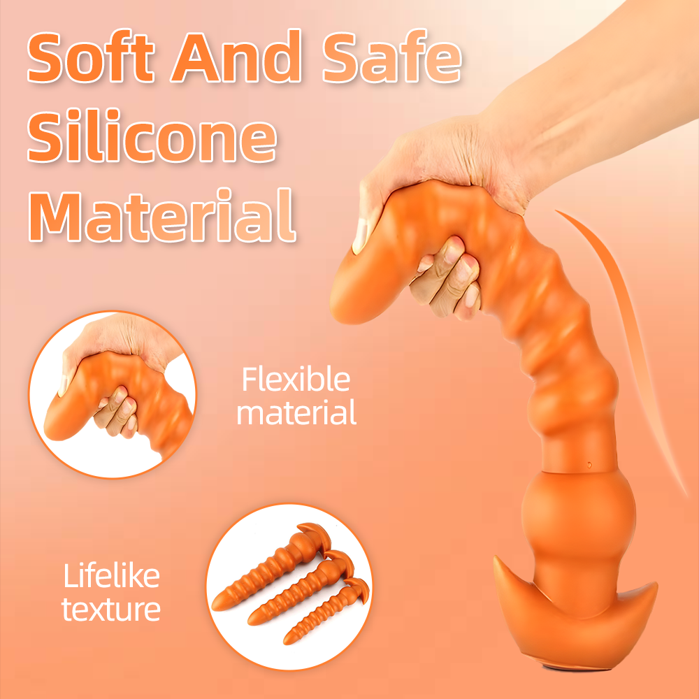 Cracker - Silicone Butt Plug - Deep Anal Sex Toy - Ribbed Anal Dildo - 3 Sizes