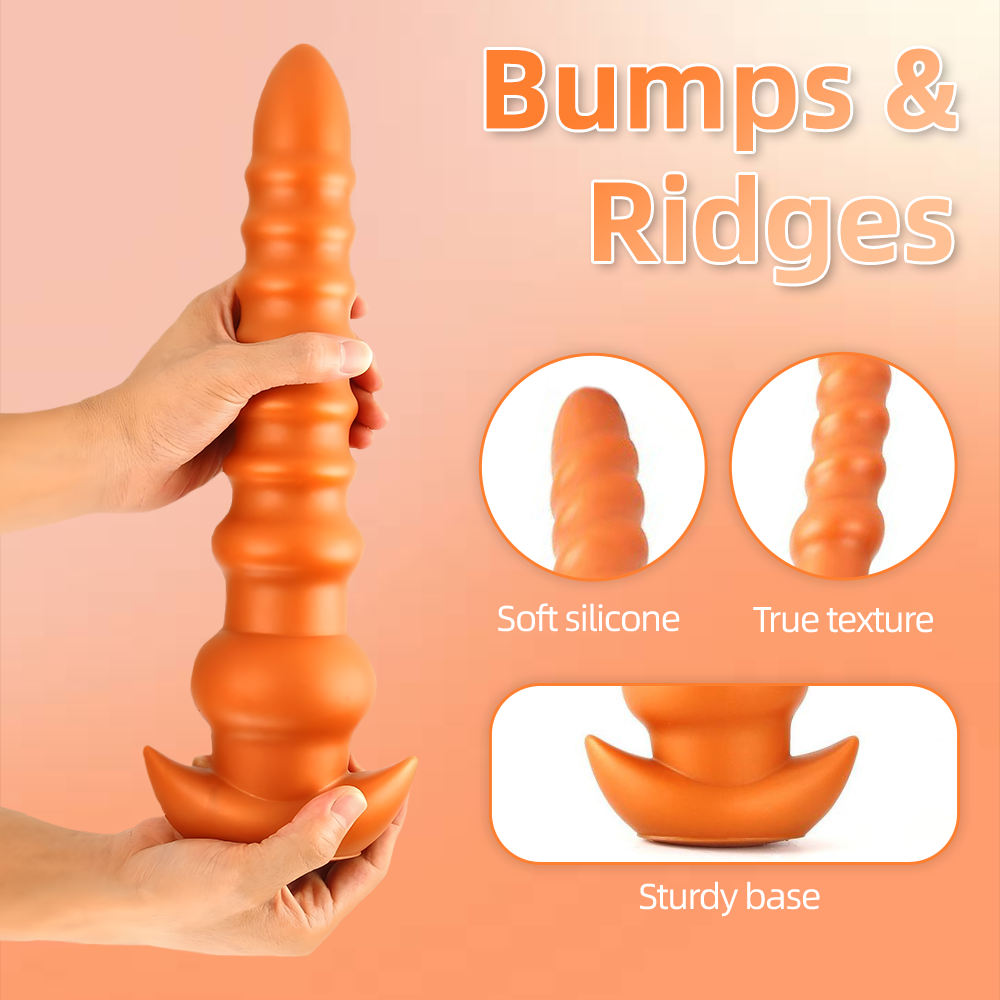 Cracker - Silicone Butt Plug - Deep Anal Sex Toy - Ribbed Anal Dildo - 3 Sizes