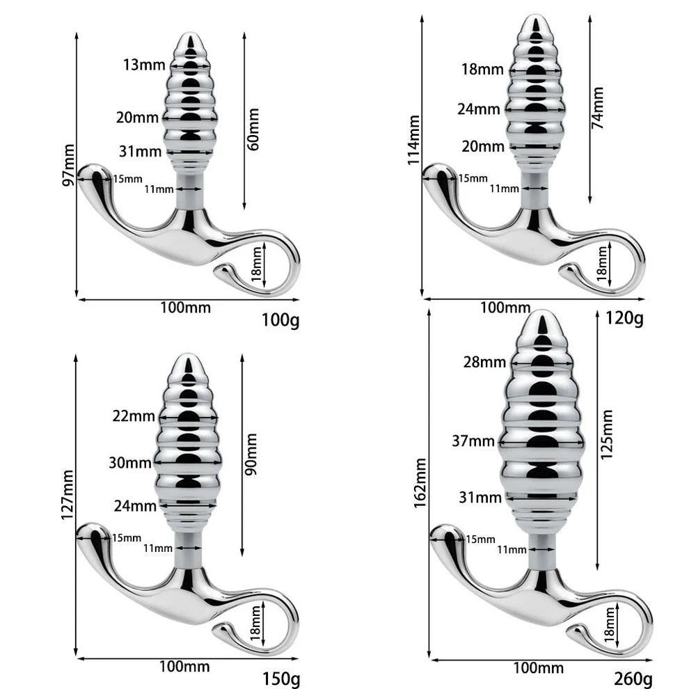 Anchor Base Ribbed Butt Plug 4 Size
