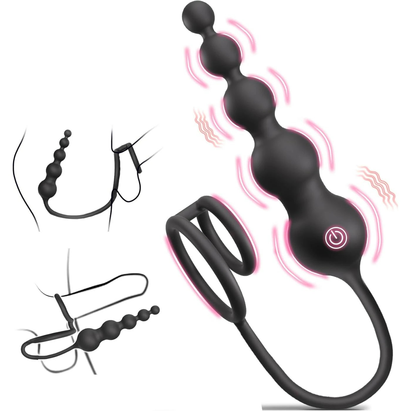 Anesidora Prostate Anal Beads - Double Loop Cock Ring