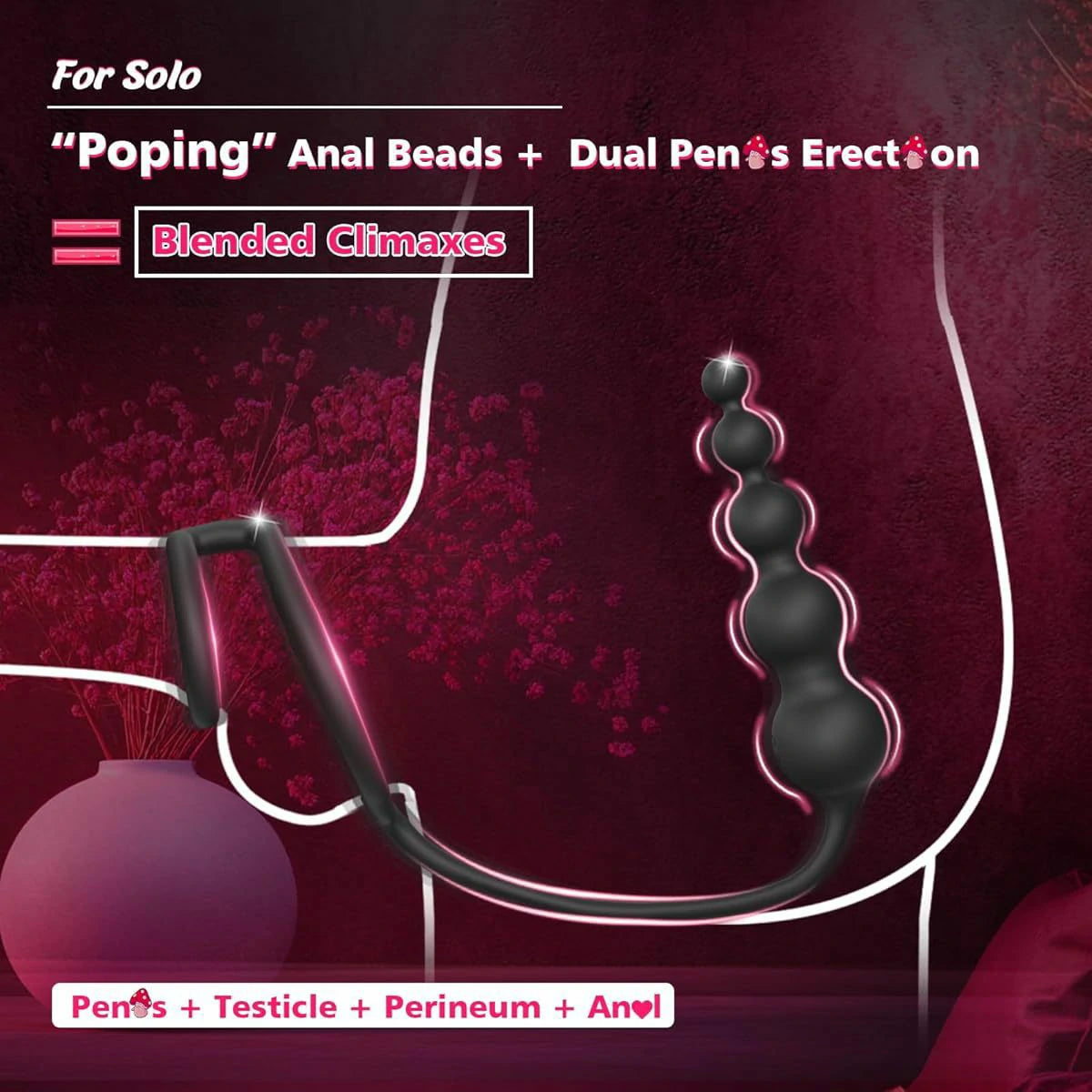 Anesidora Prostate Anal Beads - Double Loop Cock Ring