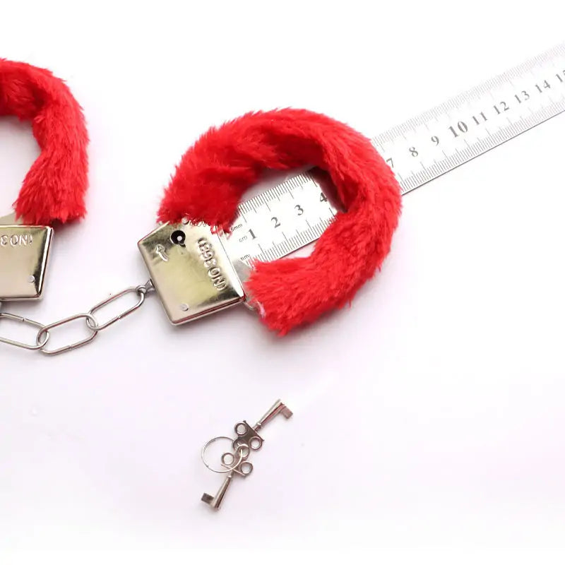 BDSM Fuzz Handcuff Locking Restraint Set