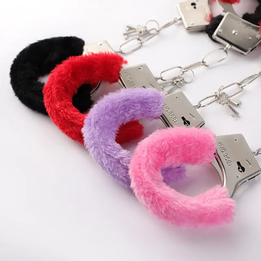 BDSM Fuzz Handcuff Locking Restraint Set
