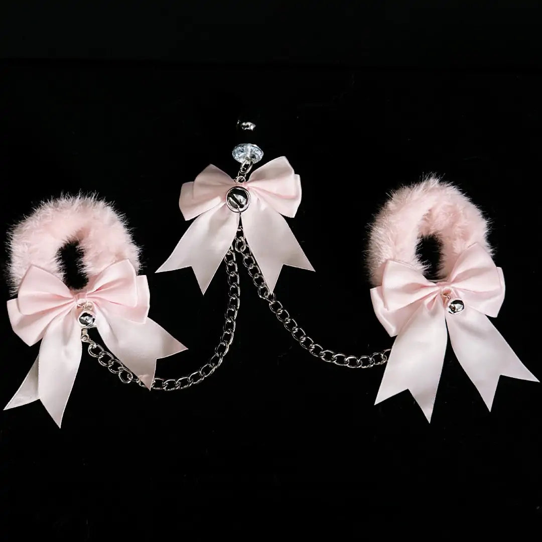 BDSM Fuzzy Handcuff Set with Bow