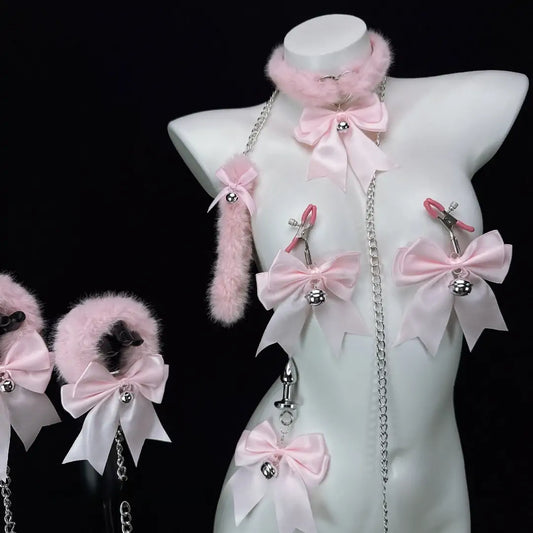 BDSM Fuzzy Handcuff Set with Bow