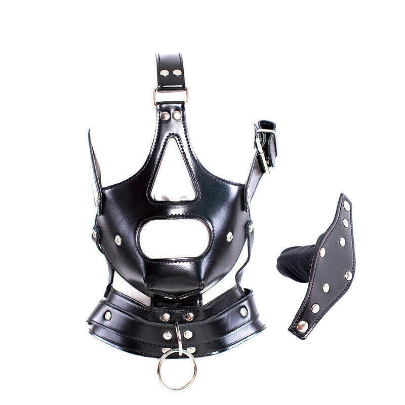 BDSM Leather Dildo Mask Face Harness