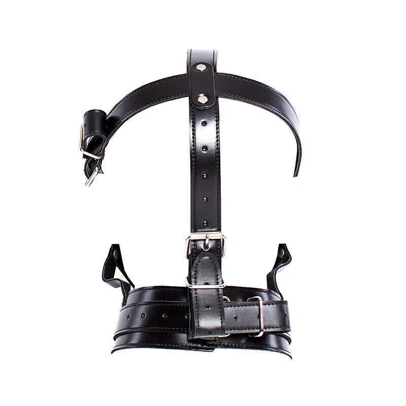 BDSM Leather Dildo Mask Face Harness
