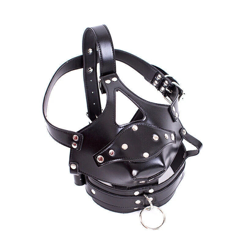 BDSM Leather Dildo Mask Face Harness