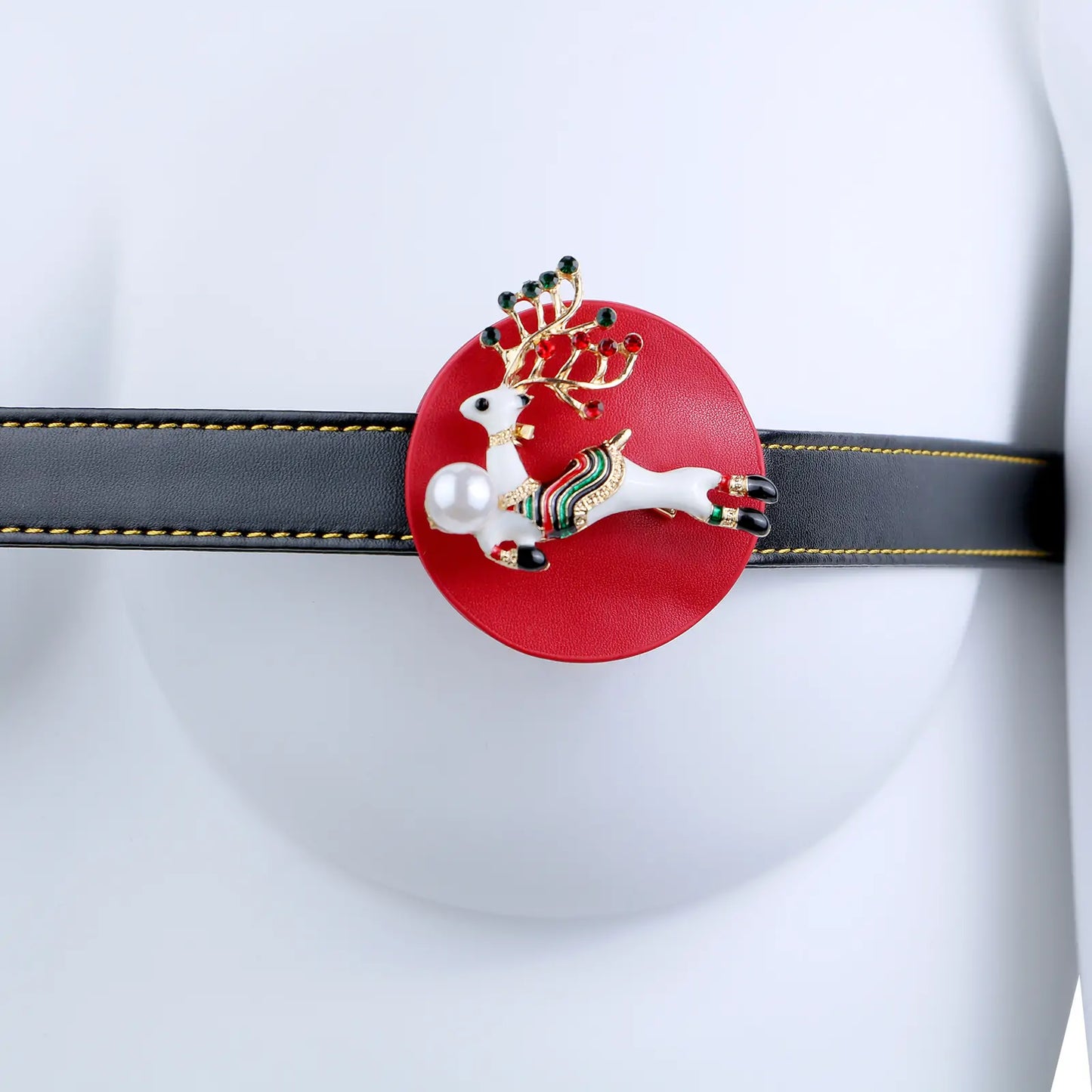 BDSM Spiked Leather Bra – Christmas Theme